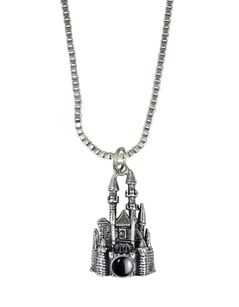 Sterling Silver 3D Queen's Castle Charm With Hematite